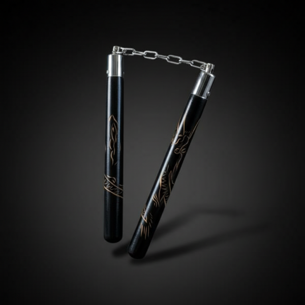 ai-product-104080 Nunchaku crni drveni uzorak zmaja